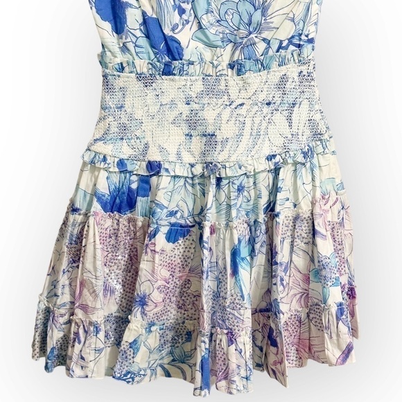 NWT Rococo Sand Amaya One Shoulder Floral Print Mini Dress, Size S, Color Blue - Picture 5 of 16